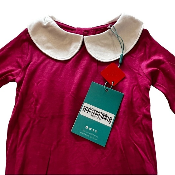 NWT Posh Peanut Peter Pan Collar One Piece Onsie Pink White 2T Bodysuit - Picture 2 of 6